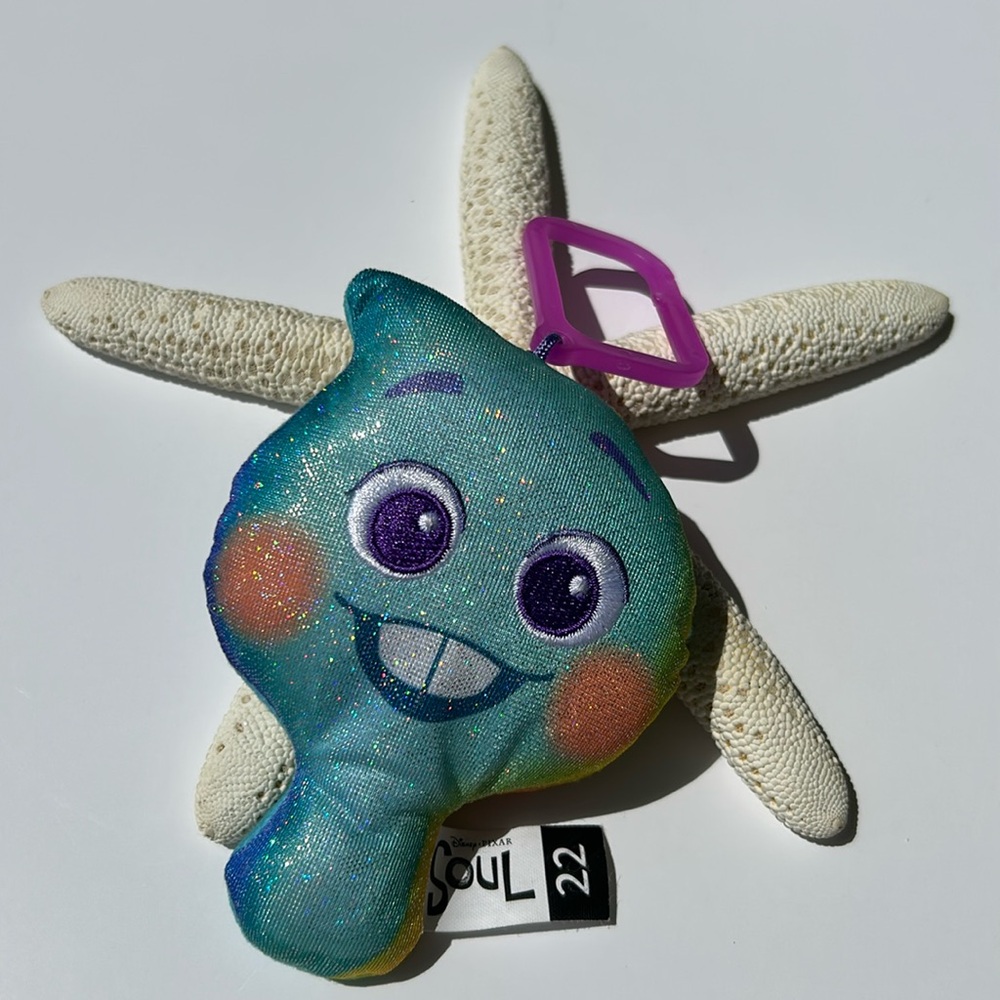 Disney Blue & Rainbow Stuffed Animal Plush Toy Backpack Clip